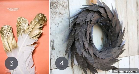 Gold Dipped Feather Vase Display