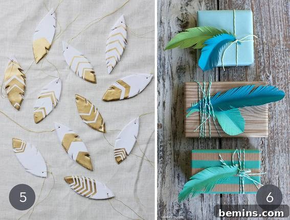 Clay Feather Ornaments