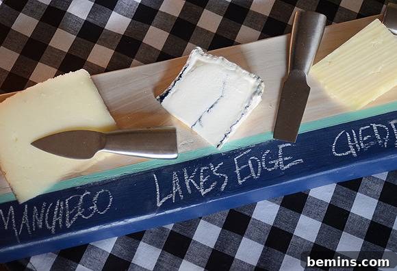 Close up of the Finished Chalkboard Cheese Tray