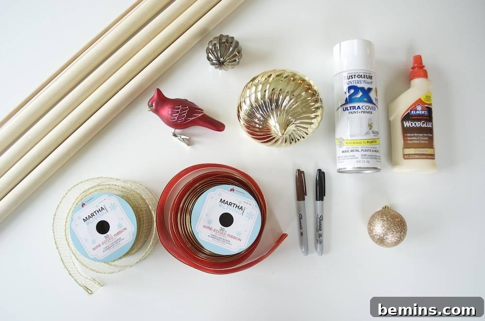 Plastic trinkets sit with crafting tools.