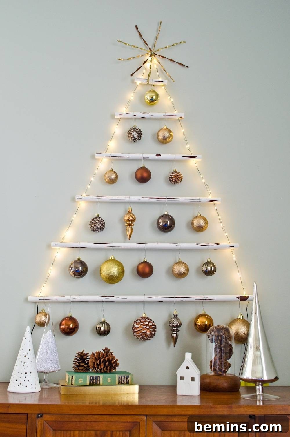 Ornaments hanging on the Christmas tree.
