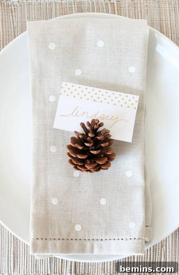 Stylish Thanksgiving Table: 20 DIY Textile Ideas 15 Pine Cone on White Material