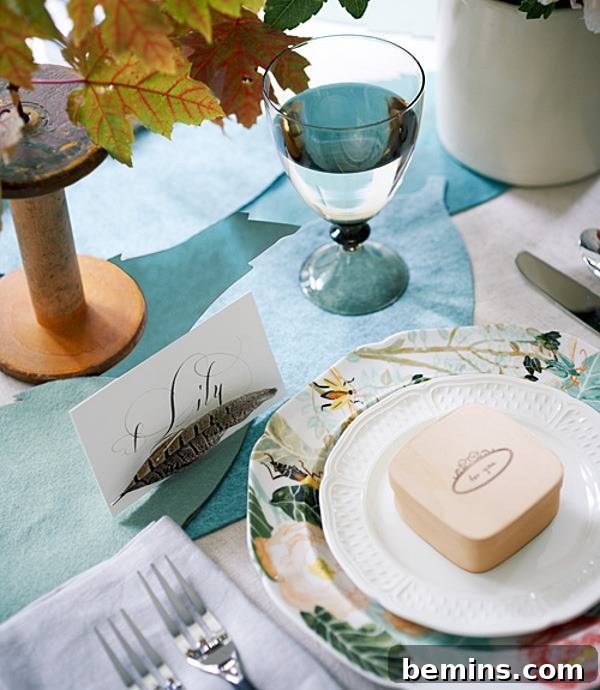 Stylish Thanksgiving Table: 20 DIY Textile Ideas 4 Leafy Stem on Table