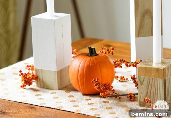 Stylish Thanksgiving Table: 20 DIY Textile Ideas 7 Pumpkin on Wooden Table