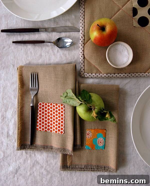 Stylish Thanksgiving Table: 20 DIY Textile Ideas 8 Red and Green Apple on Table