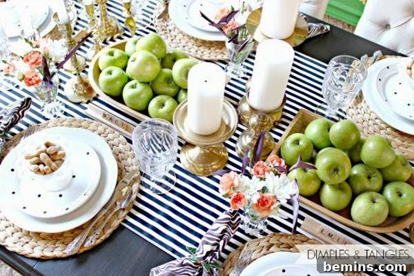 Stylish Thanksgiving Table: 20 DIY Textile Ideas 10 Table with Green Apples
