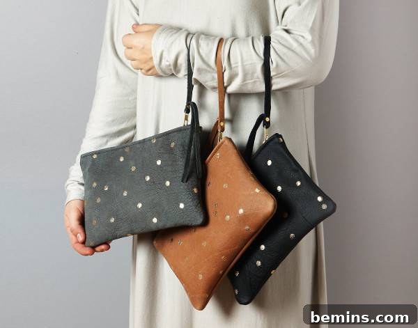Stylish and Different Colored Leathered Pouch. Leather and Gold Pouch from RARAMODO.