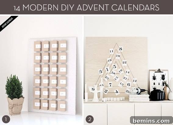 63 Creative DIY Advent Calendars to Spark Holiday Joy 31 A two photo collage shows decorative house items.