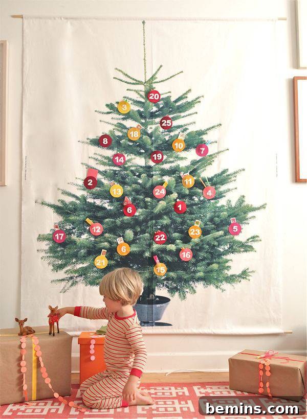 A small child playing with toys in front of a Christmas tree.