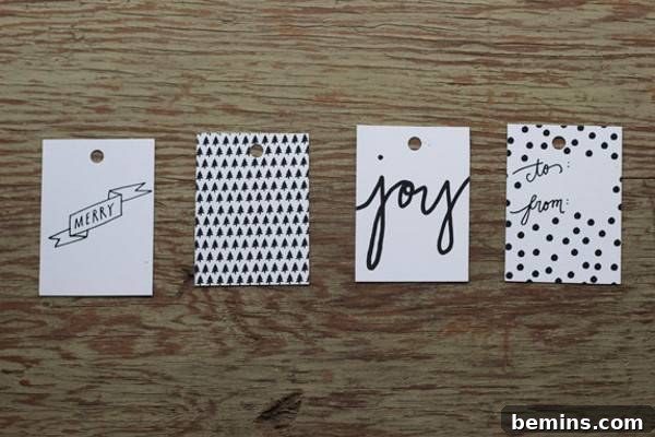 Simple white sticker free printable Christmas gift tags.