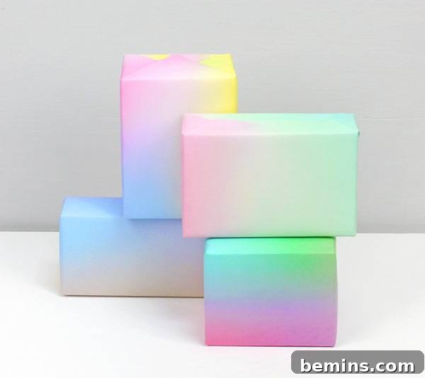 A stack of multicolored wraped packages.