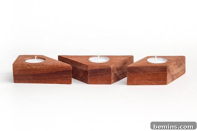 Finished DIY Wooden Candle Holders