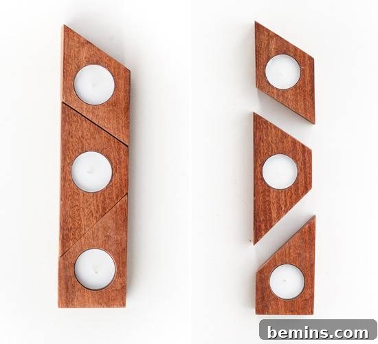 Arranging DIY Wooden Candle Holders