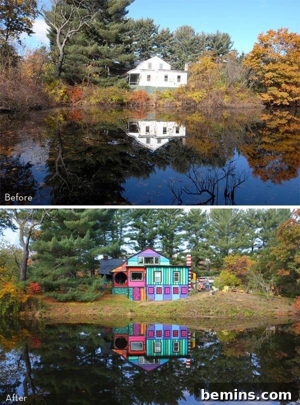 A White House painted with Bright Colors.