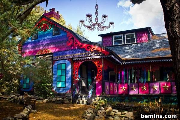 The Elevation of a House Painted with different Colors.