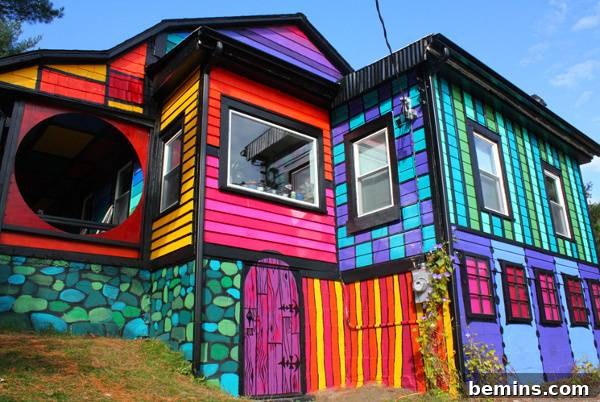 Beautiful colourful triangled house.