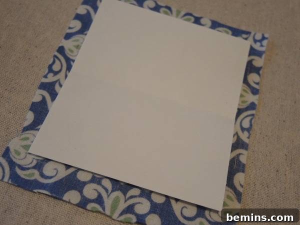 A Gift Envelope made of No-Sew Fabric, showcasing the fabric cut to size for the envelope.