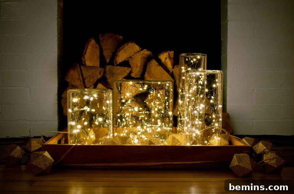 Quick DIY Glowing Cloche Decor 5 DIY lighted cloches in overturned vases.