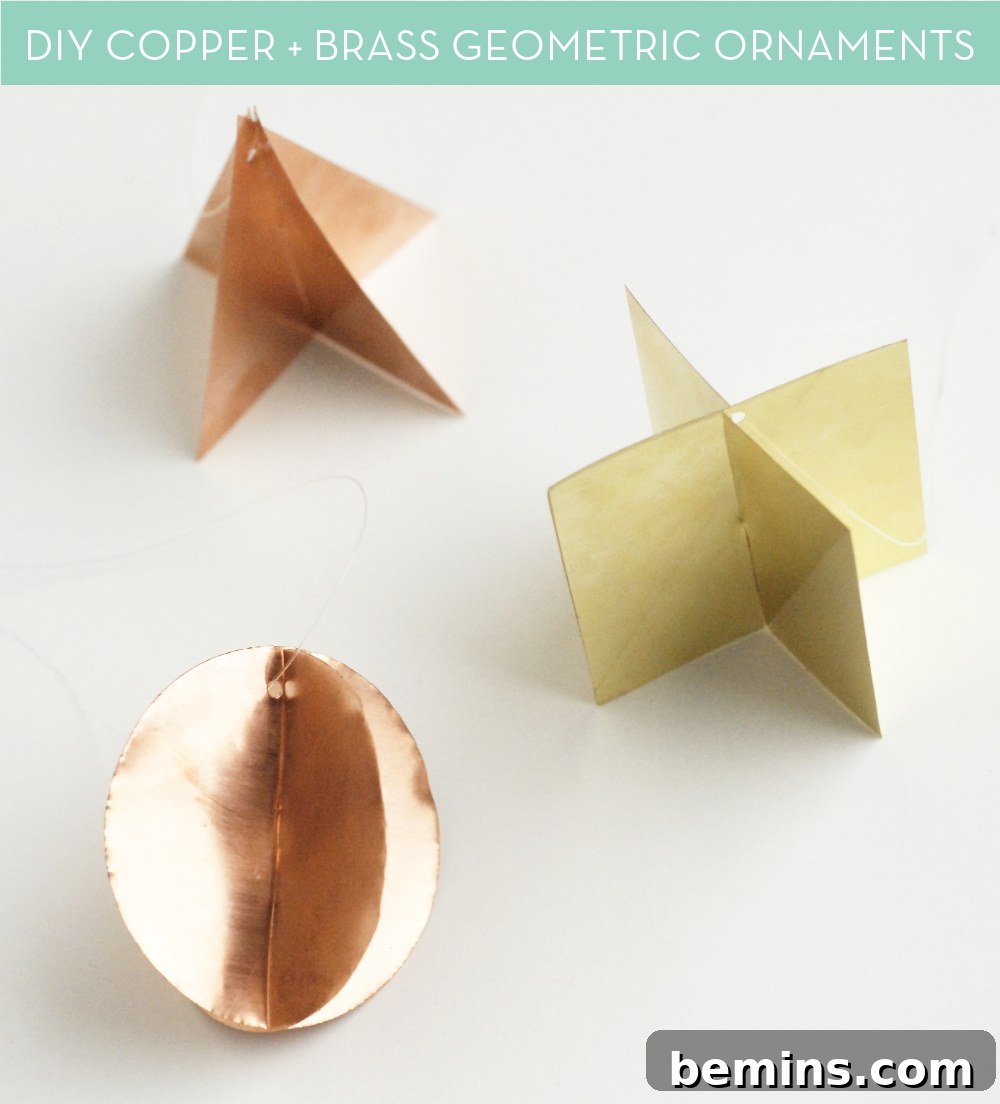 Handmade Copper and Brass Geometric Christmas Ornaments