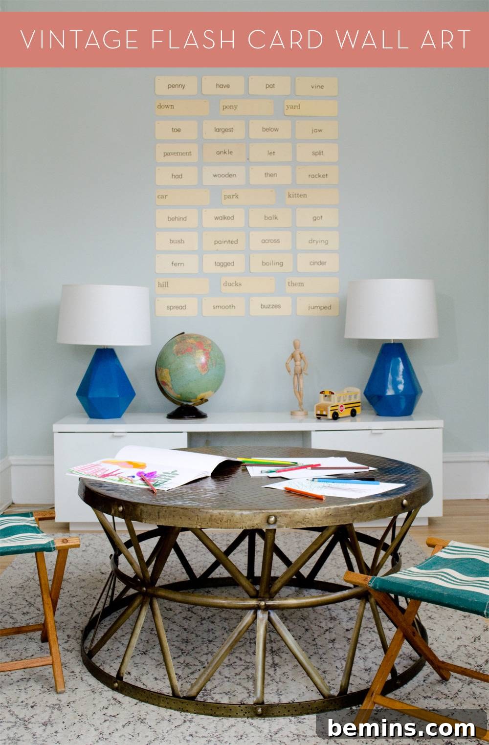 Vintage Flashcard Wall Decor Ideas 12 Share on Pinterest: simple vintage flash card wall art.