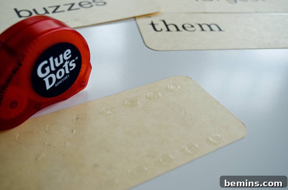 Vintage Flashcard Wall Decor Ideas 7 Glue dots on the flash cards.