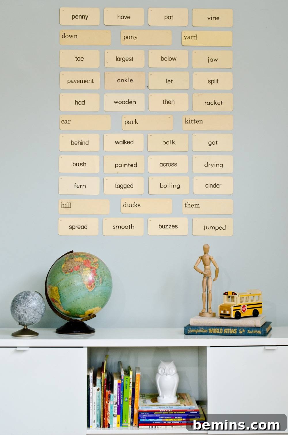 Vintage Flashcard Wall Decor Ideas 9 Simple wall art with vintage flash cards - feature image