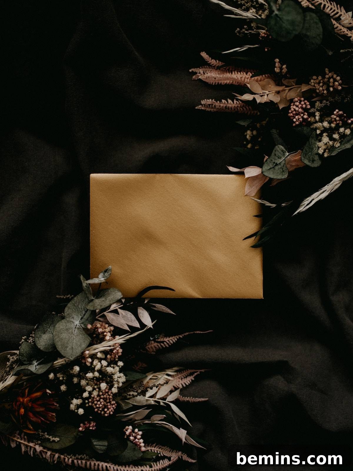 Invitation with floral accents around it, ready for a New Year's Eve party