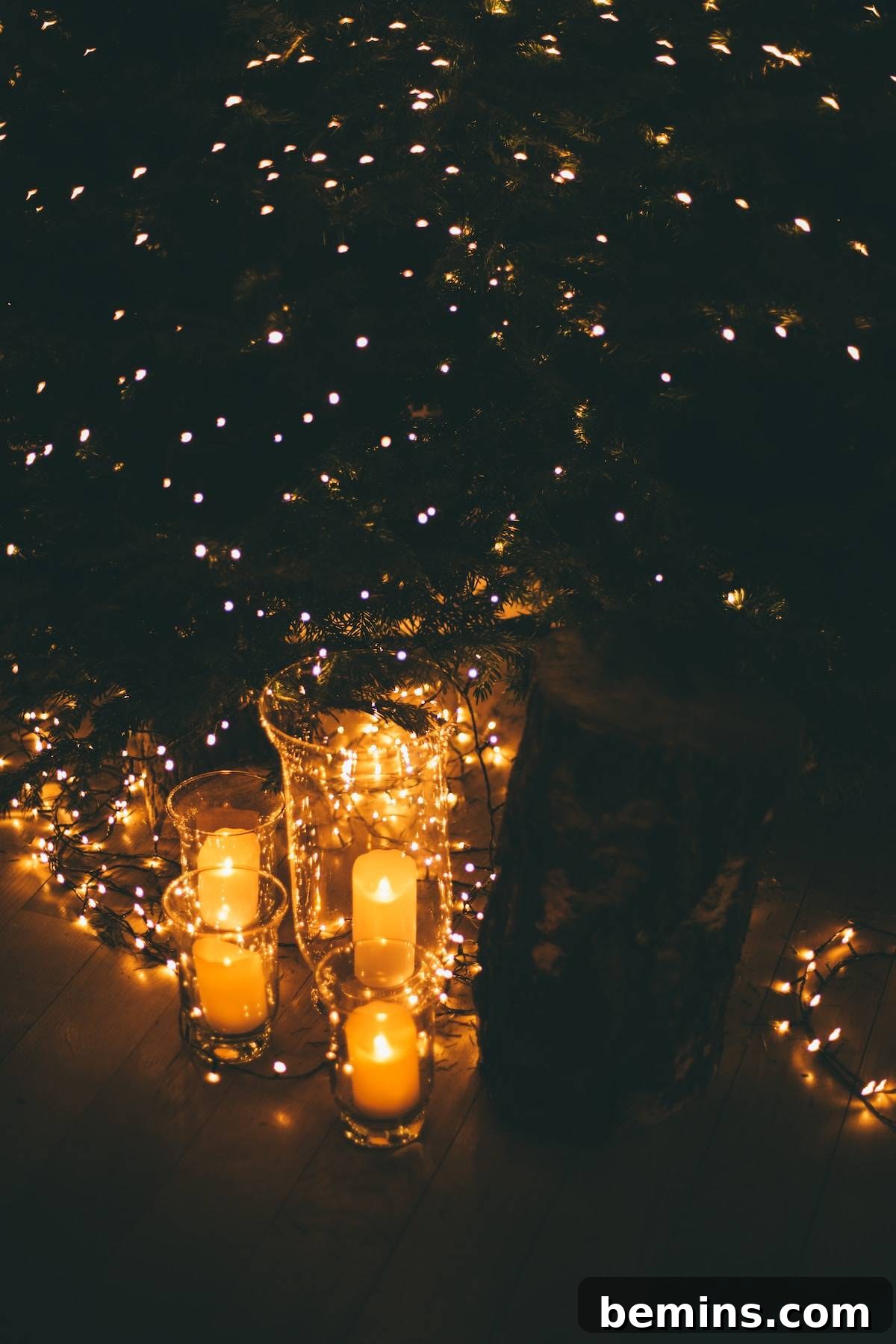 lightened candle on glass, adding ambiance to New Year's Eve decor