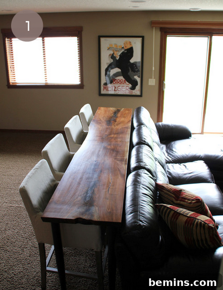 Sofa Console Table with Barstools: Space-Saving Dining and Work Solution