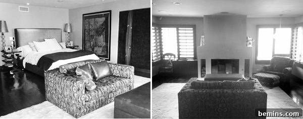 Before: A gray, black, and white bedroom with a minimalistic aesthetic, awaiting Moroccan-inspired transformation
