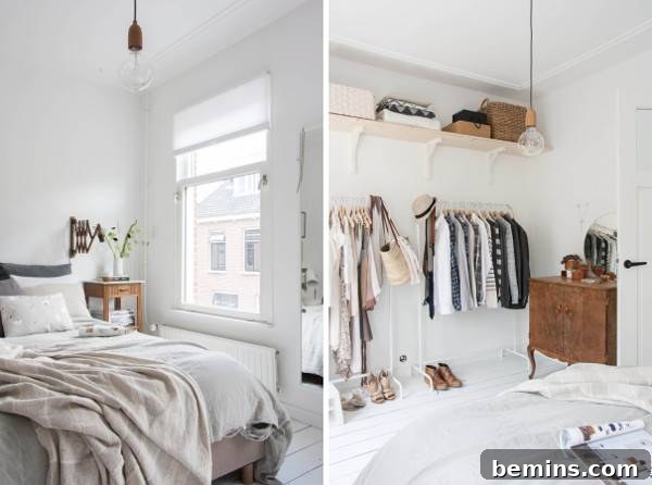 After: A cozy Nordic-inspired room with a white and wood interior, creating a serene and inviting atmosphere