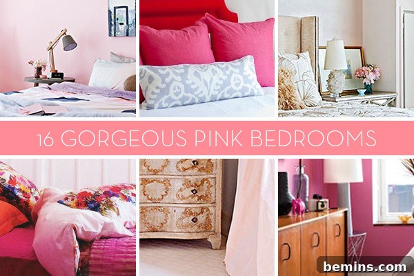 Pink Power: 16 Dreamy Bedrooms for the Bold at Heart 2 Six pink color bedrooms with pillows, cabinets and wall colors.