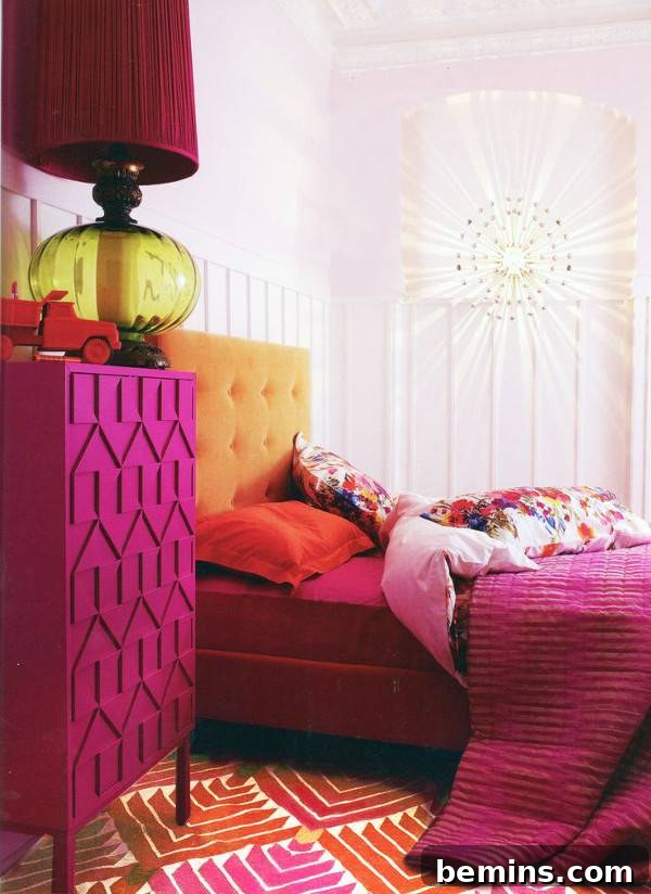 Pink Power: 16 Dreamy Bedrooms for the Bold at Heart 8 A bedroom in various shades of pink.