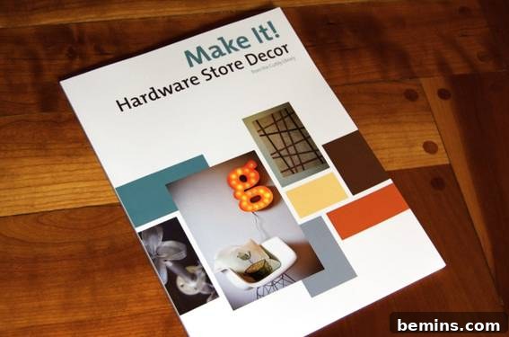 DIY Geometric Brass Pendant Light Fixture 13 Make it Hardware store decor booklet on the table.