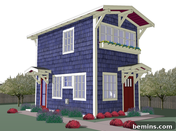 Charming & Complimentary: 11 Downloadable Tiny House Blueprints 3 Free tiny house plan: The Forest-Rose, a charming two-story design
