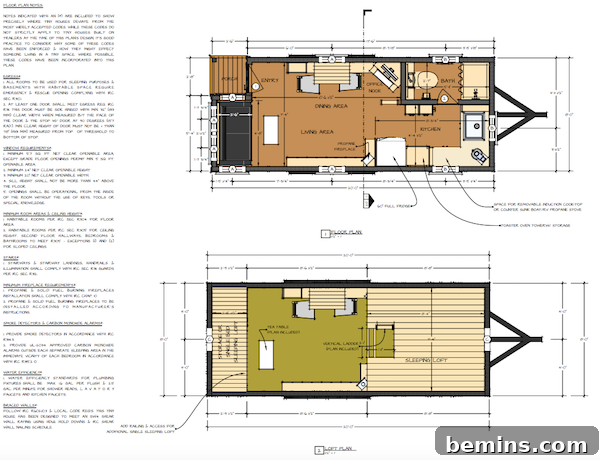 Charming & Complimentary: 11 Downloadable Tiny House Blueprints 5 Free tiny house plans: Interior view showcasing the efficient use of space in a tiny home