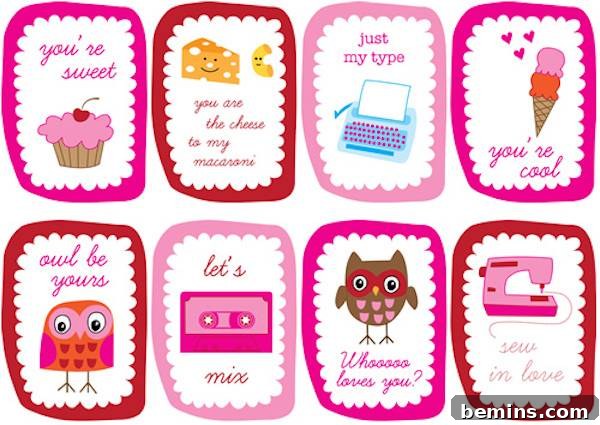 Different types of kid valentine cards.