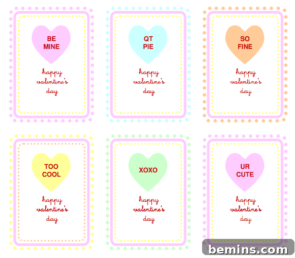 Six different types of valentines day greeting cards.