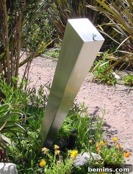 Unique stainless steel mailbox sculpture by artist Frank Smart.