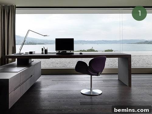 A modern minimalist workspace with clean lines and minimal clutter