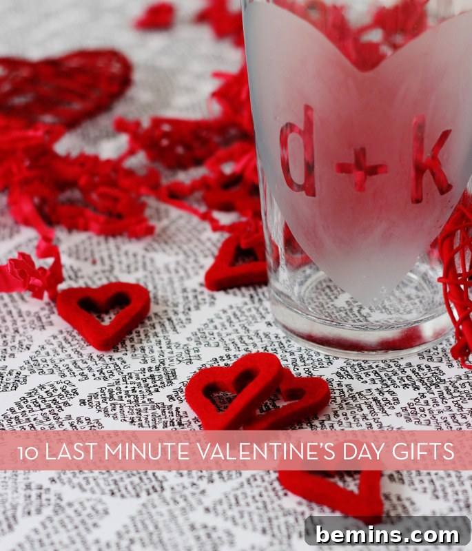 Etched glass Valentine's Day gift idea