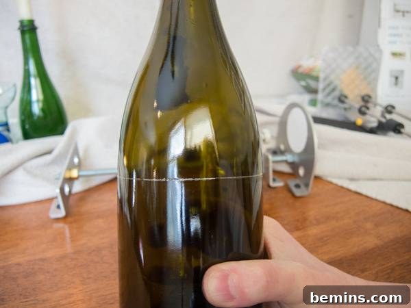 Which Bottle Cutter Reigns Supreme? A Definitive Review 23 Dark green bottle with a score line.