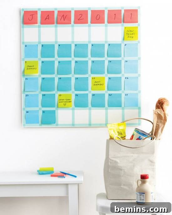 Post-it Note Calendar on a Wall