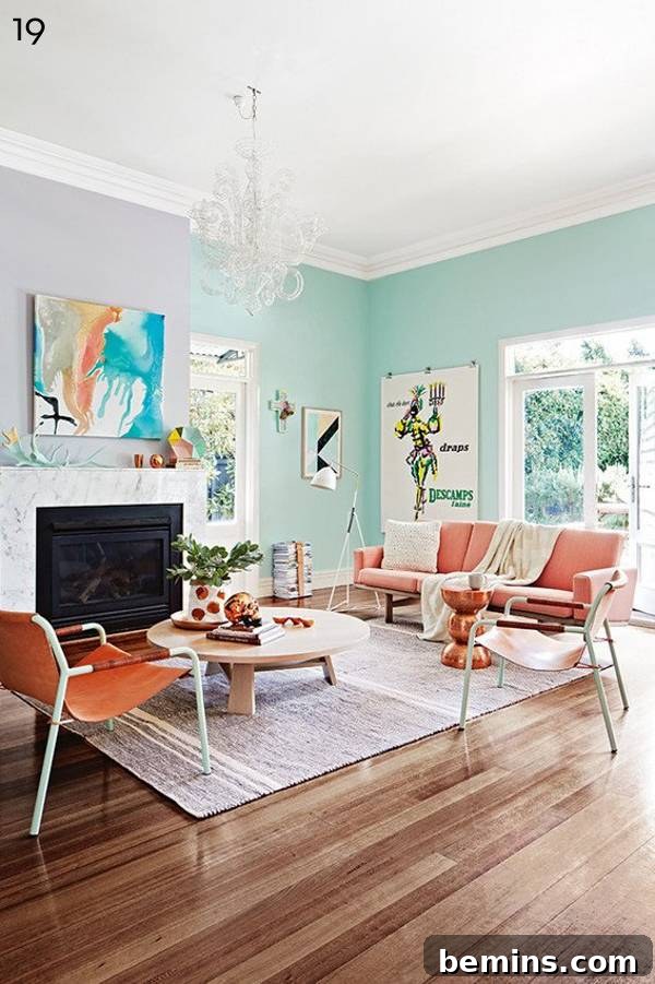 Blue living room.
