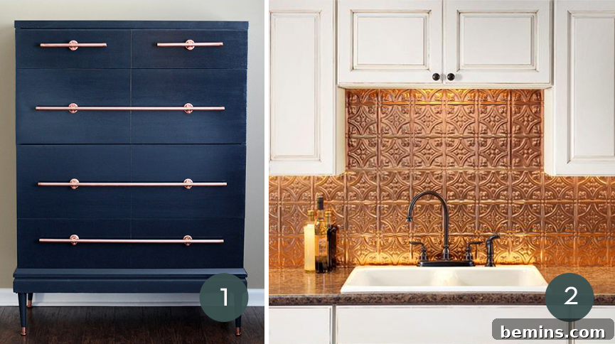 Spice Up Your Space: 10 Chic Copper Decor Ideas 3 DIY Copper Pipe Drawer Pulls on a Dresser