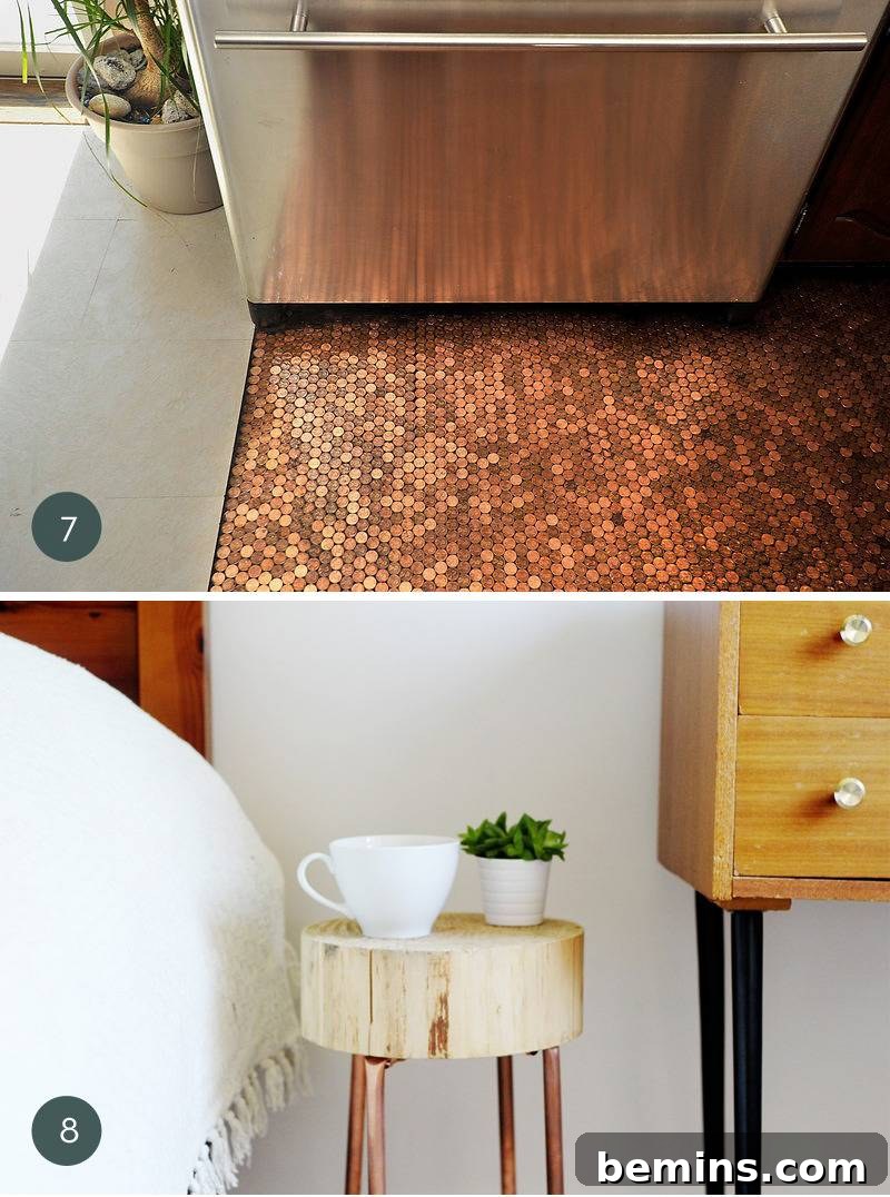 Spice Up Your Space: 10 Copper Decorating Ideas 6 Penny Floor in a Small Room