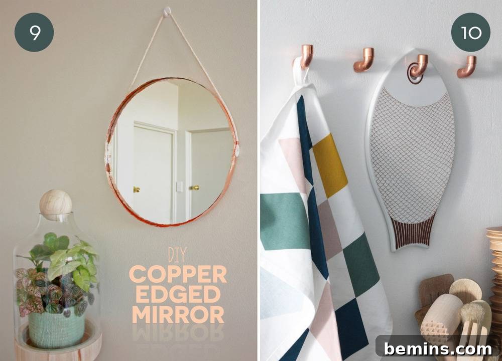 Spice Up Your Space: 10 Chic Copper Decor Ideas 7 Copper Edged Mirror Adding Elegance to a Room