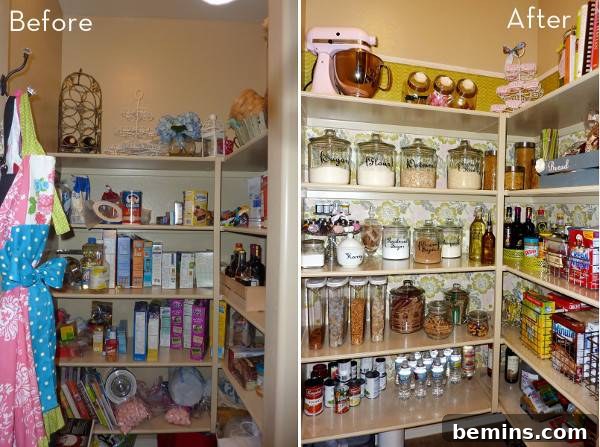 Pantry area filled with groceries.