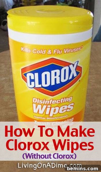 5 Tricks to a Spotless Bathroom Around the Clock 3 Yellow container of disinfectant wipes.