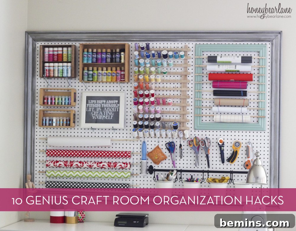 Craft Room Organization with Pegboard